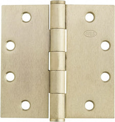 IVES - 4-1/2" Long x 4-1/2" Wide x 1.34" Thick, Stainless Steel Full Mortise Ball Bearing Hinge - Satin Chrome Finish, 5 Knuckles, 8 Holes - Exact Tooling
