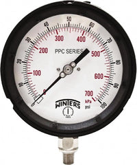 Winters - 4-1/2" Dial, 1/4 Thread, 0-100 Scale Range, Pressure Gauge - Bottom Connection Mount, Accurate to ±0.5% of Scale - Exact Tooling