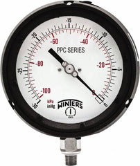 Winters - 4-1/2" Dial, 1/4 Thread, 30-0 Hg VAC Scale Range, Pressure Gauge - Bottom Connection Mount, Accurate to ±0.5% of Scale - Exact Tooling