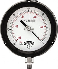 Winters - 4-1/2" Dial, 1/4 Thread, 30-0 Hg VAC Scale Range, Pressure Gauge - Bottom Connection Mount, Accurate to ±0.5% of Scale - Exact Tooling