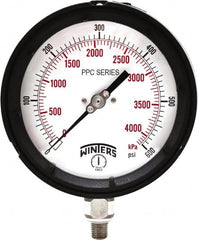 Winters - 4-1/2" Dial, 1/4 Thread, 0-600 Scale Range, Pressure Gauge - Bottom Connection Mount, Accurate to ±0.5% of Scale - Exact Tooling