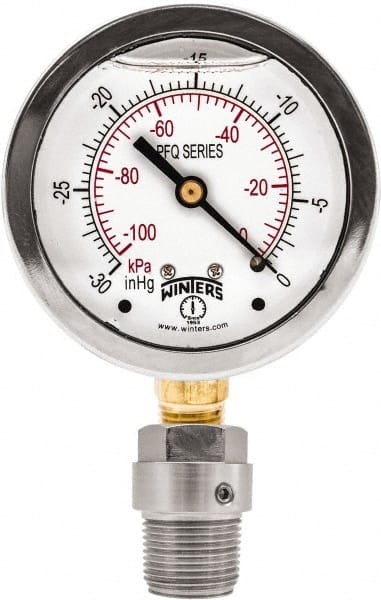 Winters - 2-1/2" Dial, 1/4 Thread, 0-300 Scale Range, Pressure Gauge - Bottom Connection Mount, Accurate to 1.5% of Scale - Exact Tooling