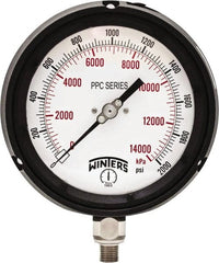 Winters - 4-1/2" Dial, 1/4 Thread, 0-2,000 Scale Range, Pressure Gauge - Bottom Connection Mount, Accurate to ±0.5% of Scale - Exact Tooling