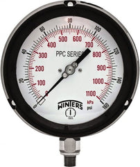 Winters - 4-1/2" Dial, 1/4 Thread, 0-160 Scale Range, Pressure Gauge - Bottom Connection Mount, Accurate to ±0.5% of Scale - Exact Tooling