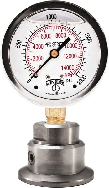 Winters - 2-1/2" Dial, 1/4 Thread, 0-600 Scale Range, Pressure Gauge - Bottom Connection Mount, Accurate to 1.5% of Scale - Exact Tooling