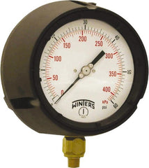 Winters - 4-1/2" Dial, 1/4 Thread, 0-60 Scale Range, Pressure Gauge - Bottom Connection Mount, Accurate to ±0.5% of Scale - Exact Tooling