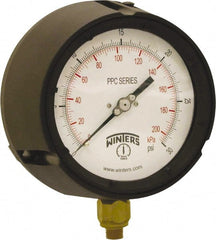 Winters - 4-1/2" Dial, 1/4 Thread, 0-30 Scale Range, Pressure Gauge - Bottom Connection Mount, Accurate to ±0.5% of Scale - Exact Tooling