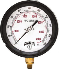 Winters - 4-1/2" Dial, 1/4 Thread, 0-1,000 Scale Range, Pressure Gauge - Bottom Connection Mount, Accurate to ±0.5% of Scale - Exact Tooling