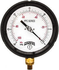 Winters - 4-1/2" Dial, 1/4 Thread, 30-0 Hg VAC Scale Range, Pressure Gauge - Bottom Connection Mount, Accurate to ±0.5% of Scale - Exact Tooling
