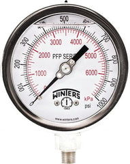 Winters - 4" Dial, 1/4 Thread, 0-1,000 Scale Range, Pressure Gauge - Bottom Connection Mount, Accurate to 0.01% of Scale - Exact Tooling