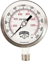 Winters - 4" Dial, 1/4 Thread, 0-2,000 Scale Range, Pressure Gauge - Bottom Connection Mount, Accurate to 1% Full-Scale of Scale - Exact Tooling