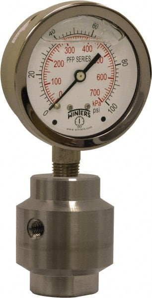 Winters - 4" Dial, 1/2 Thread, 0-600 Scale Range, Pressure Gauge - Bottom Connection Mount, Accurate to 1% Full-Scale of Scale - Exact Tooling