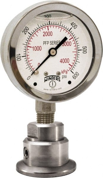 Winters - 2-1/2" Dial, 1/4 Thread, 0-30 Scale Range, Pressure Gauge - Bottom Connection Mount, Accurate to 1.5% of Scale - Exact Tooling
