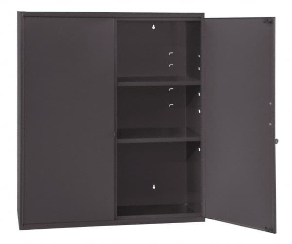 Durham - 2 Shelf Locking Storage Cabinet - Steel, 26-5/8" Wide x 11-7/8" Deep x 30" High, Gray - Exact Tooling