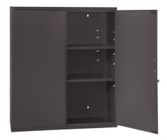 Durham - 2 Shelf Locking Storage Cabinet - Steel, 26-5/8" Wide x 11-7/8" Deep x 30" High, Gray - Exact Tooling