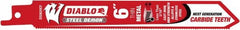 Freud - 6" Long x 1" Thick, Carbide Reciprocating Saw Blade - Straight Profile, 20 TPI, Toothed Edge, Tang Shank - Exact Tooling
