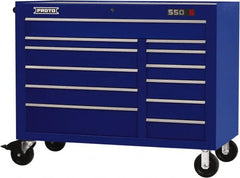 Proto - 23,419 Lb Capacity, 12 Drawer Mobile Workstation - 50" Wide x 25-1/4" Deep x 41" High, Steel, Blue - Exact Tooling