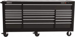 Proto - 48,115 Lb Capacity, 22 Drawer Mobile Power Workstation - 88-1/4" Wide x 27" Deep x 46-3/8" High, Steel, Dual Black - Exact Tooling
