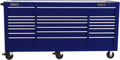 Proto - 48,115 Lb Capacity, 22 Drawer Mobile Workstation - 88-1/4" Wide x 27" Deep x 46-3/8" High, Steel, Blue - Exact Tooling