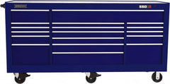 Proto - 48,654 Lb Capacity, 20 Drawer Mobile Workstation - 88-1/4" Wide x 27" Deep x 46-3/8" High, Steel, Blue - Exact Tooling