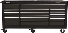 Proto - 48,654 Lb Capacity, 18 Drawer Mobile Workstation - 88-1/4" Wide x 27" Deep x 46-3/8" High, Steel, Dual Black - Exact Tooling