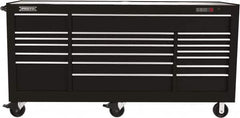 Proto - 48,654 Lb Capacity, 18 Drawer Mobile Workstation - 88-1/4" Wide x 27" Deep x 46-3/8" High, Steel, Black - Exact Tooling