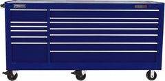 Proto - 48,517 Lb Capacity, 13 Drawer Mobile Workstation - 88-1/4" Wide x 27" Deep x 46-3/8" High, Steel, Blue - Exact Tooling