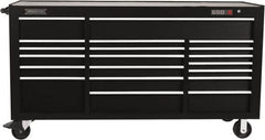 Proto - 39,577 Lb Capacity, 20 Drawer Mobile Workstation - 78-7/8" Wide x 25-1/4" Deep x 43-1/4" High, Steel, Black - Exact Tooling