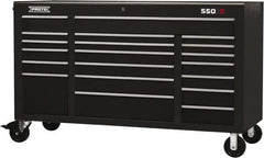 Proto - 30,519 Lb Capacity, 20 Drawer Mobile Workstation - 67" Wide x 25-1/4" Deep x 41" High, Steel, Black - Exact Tooling
