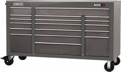 Proto - 30,144 Lb Capacity, 18 Drawer Mobile Power Workstation - 67" Wide x 25-1/4" Deep x 41" High, Steel, Dual Black - Exact Tooling