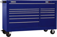 Proto - 36,455 Lb Capacity, 12 Drawer Mobile Workstation - 66" Wide x 27" Deep x 46" High, Steel, Blue - Exact Tooling