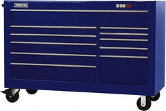 Proto - 35,917 Lb Capacity, 11 Drawer Mobile Workstation - 66" Wide x 27" Deep x 46" High, Steel, Blue - Exact Tooling