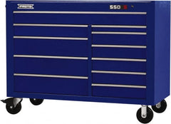 Proto - 26,541 Lb Capacity, 11 Drawer Mobile Workstation - 57" Wide x 25-1/4" Deep x 43" High, Steel, Blue - Exact Tooling