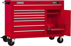 Proto - 18,920 Lb Capacity, 8 Drawer Mobile Workstation - 50" Wide x 25-1/4" Deep x 41" High, Steel, Red - Exact Tooling