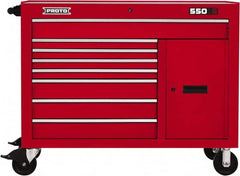 Proto - 18,920 Lb Capacity, 8 Drawer Mobile Workstation - 50" Wide x 25-1/4" Deep x 41" High, Steel, Red - Exact Tooling
