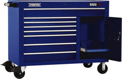 Proto - 20,092 Lb Capacity, 8 Drawer Mobile Workstation - 50" Wide x 25-1/4" Deep x 41" High, Steel, Blue - Exact Tooling
