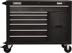 Proto - 18,109 Lb Capacity, 7 Drawer Mobile Workstation - 50" Wide x 25-1/4" Deep x 41" High, Steel, Dual Black - Exact Tooling