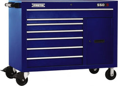 Proto - 18,109 Lb Capacity, 7 Drawer Mobile Workstation - 50" Wide x 25-1/4" Deep x 41" High, Steel, Blue - Exact Tooling