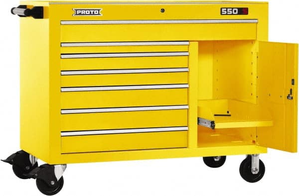 Proto - 20,092 Lb Capacity, 7 Drawer Mobile Workstation - 50" Wide x 25-1/4" Deep x 41" High, Steel - Exact Tooling