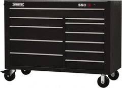 Proto - 26,541 Lb Capacity, 11 Drawer Mobile Workstation - 57" Wide x 25-1/4" Deep x 43" High, Steel, Black - Exact Tooling