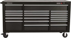 Proto - 39,577 Lb Capacity, 20 Drawer Mobile Workstation - 78-7/8" Wide x 25-1/4" Deep x 43-1/4" High, Steel, Dual Black - Exact Tooling