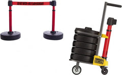 Banner Stakes - 42-5/16" High Plastic Pedestrian Barrier - 15' Long Rope - Exact Tooling