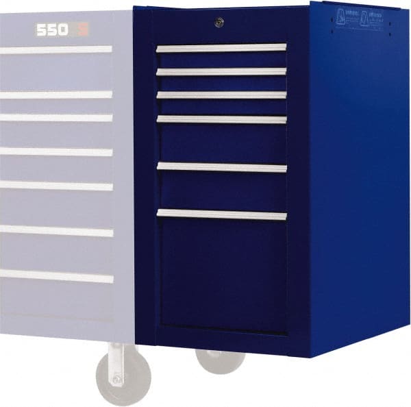 Proto - 6 Drawer Blue Side Cabinet - 19" Wide x 34" High x 25" Deep, Use with Proto Roller Cabinet - Exact Tooling