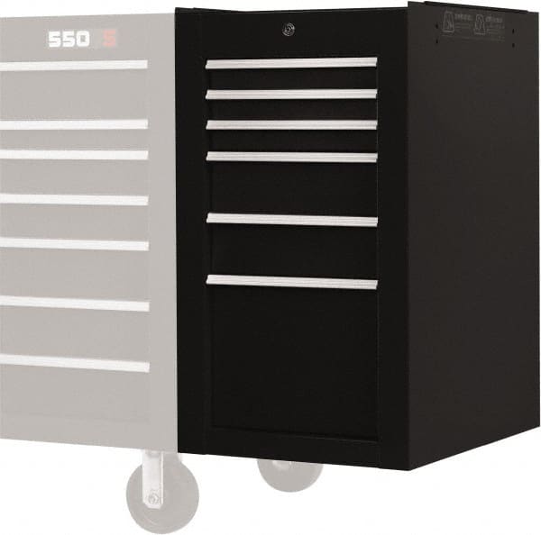 Proto - 6 Drawer Black Side Cabinet - 19" Wide x 34" High x 25" Deep, Use with Proto Roller Cabinet - Exact Tooling
