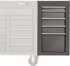 Proto - 5 Drawer Gray Side Cabinet - 19" Wide x 34" High x 25" Deep, Use with Proto Roller Cabinet - Exact Tooling