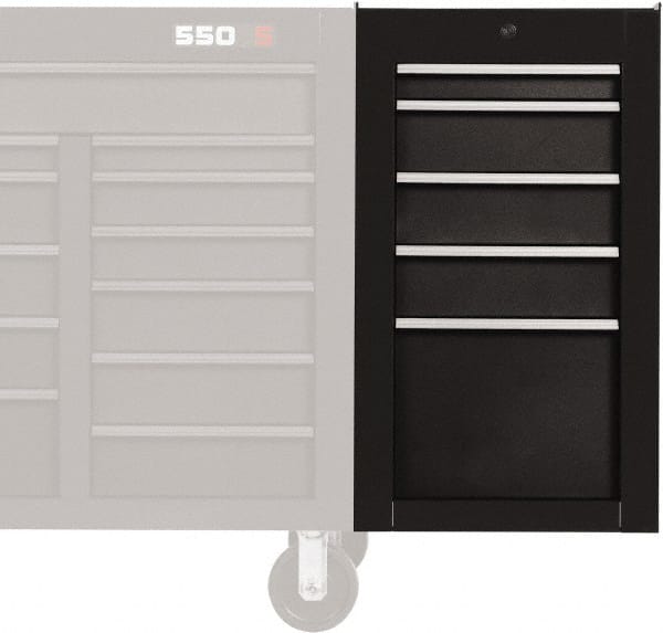 Proto - 5 Drawer Black Side Cabinet - 19" Wide x 34" High x 25" Deep, Use with Proto Roller Cabinet - Exact Tooling