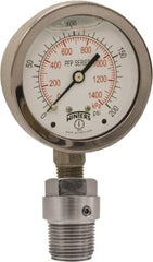 Winters - 2-1/2" Dial, 1/4 Thread, 0-600 Scale Range, Pressure Gauge - Bottom Connection Mount, Accurate to 1.5% of Scale - Exact Tooling