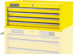 Proto - 4 Drawer Intermediate Tool Chest - 26-1/4" Wide x 18" Deep x 10" High, Steel, Yellow - Exact Tooling