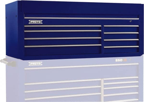 Proto - 8 Drawer Top Tool Chest - 66" Wide x 27" Deep x 27" High, Steel, Blue - Exact Tooling