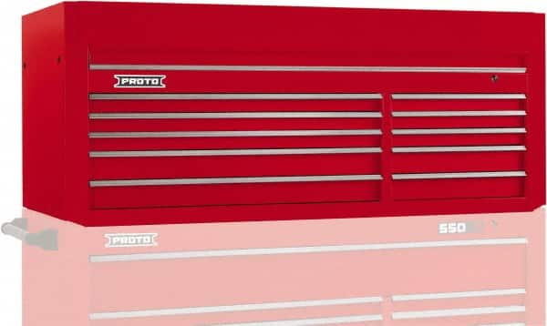 Proto - 10 Drawer Top Tool Chest - 66" Wide x 27" Deep x 27" High, Steel, Red - Exact Tooling